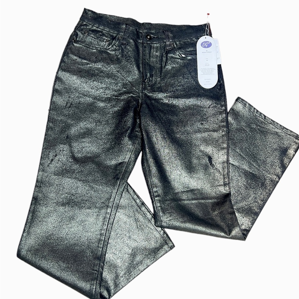 NWT Diane Gilman Shiny Gray Jeans Size 8P